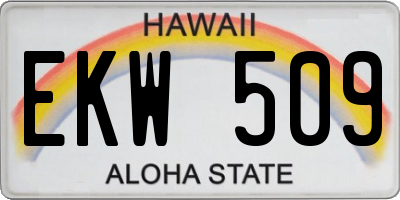 HI license plate EKW509
