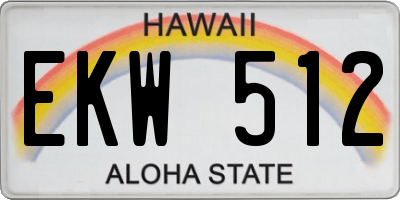 HI license plate EKW512
