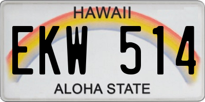 HI license plate EKW514