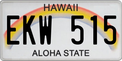 HI license plate EKW515