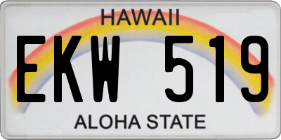 HI license plate EKW519