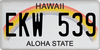 HI license plate EKW539