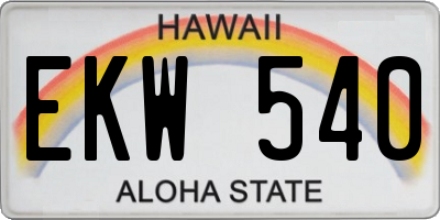 HI license plate EKW540