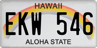 HI license plate EKW546