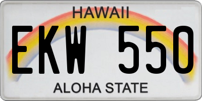 HI license plate EKW550