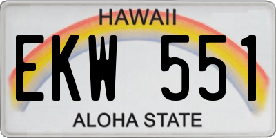 HI license plate EKW551