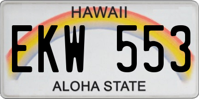 HI license plate EKW553