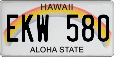 HI license plate EKW580