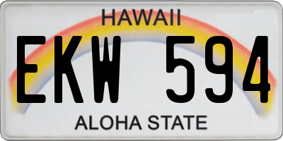 HI license plate EKW594