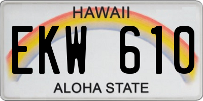 HI license plate EKW610