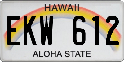 HI license plate EKW612