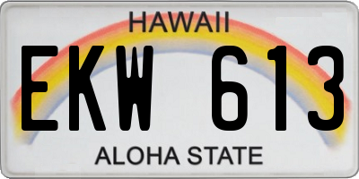 HI license plate EKW613