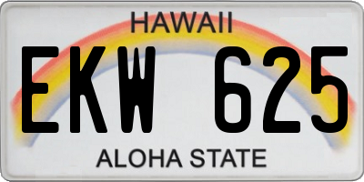 HI license plate EKW625