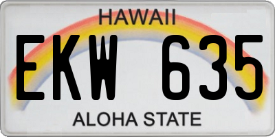 HI license plate EKW635