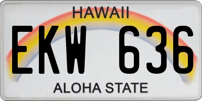 HI license plate EKW636