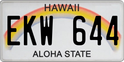 HI license plate EKW644
