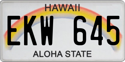 HI license plate EKW645
