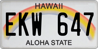 HI license plate EKW647