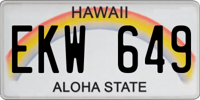 HI license plate EKW649