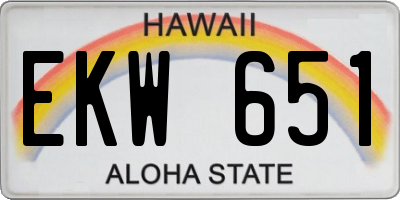HI license plate EKW651