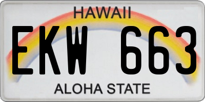 HI license plate EKW663