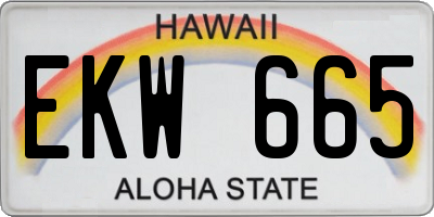 HI license plate EKW665