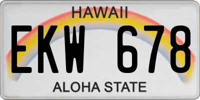 HI license plate EKW678