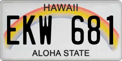 HI license plate EKW681