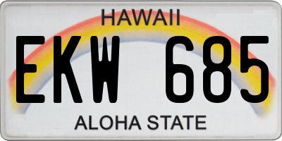 HI license plate EKW685