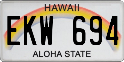 HI license plate EKW694