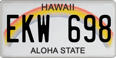 HI license plate EKW698