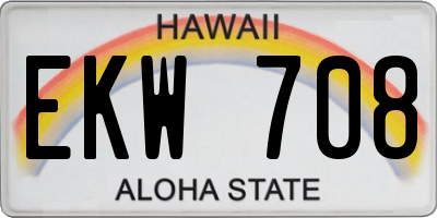 HI license plate EKW708