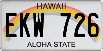 HI license plate EKW726
