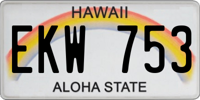 HI license plate EKW753