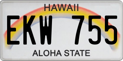 HI license plate EKW755