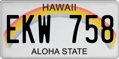 HI license plate EKW758
