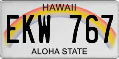 HI license plate EKW767
