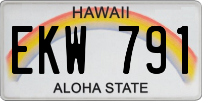 HI license plate EKW791