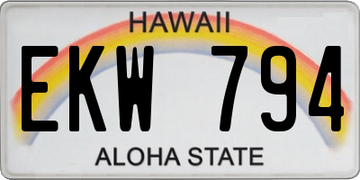 HI license plate EKW794