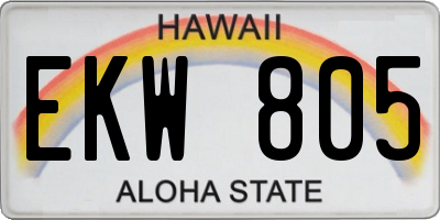 HI license plate EKW805