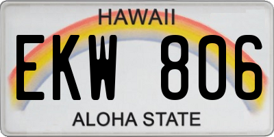 HI license plate EKW806