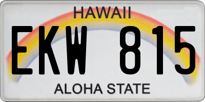 HI license plate EKW815