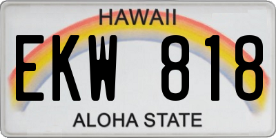 HI license plate EKW818