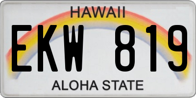 HI license plate EKW819