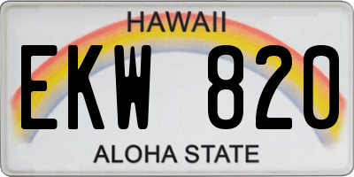 HI license plate EKW820