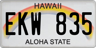 HI license plate EKW835