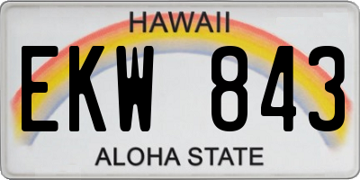 HI license plate EKW843