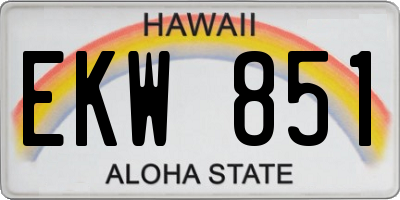 HI license plate EKW851