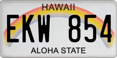 HI license plate EKW854