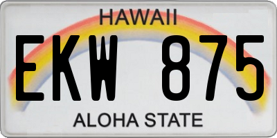HI license plate EKW875